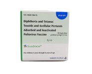 Quadracel DTaP-IPV pediatric vaccine carton with ten 0.5 mL prefilled syringes, NDC 49281-564-15